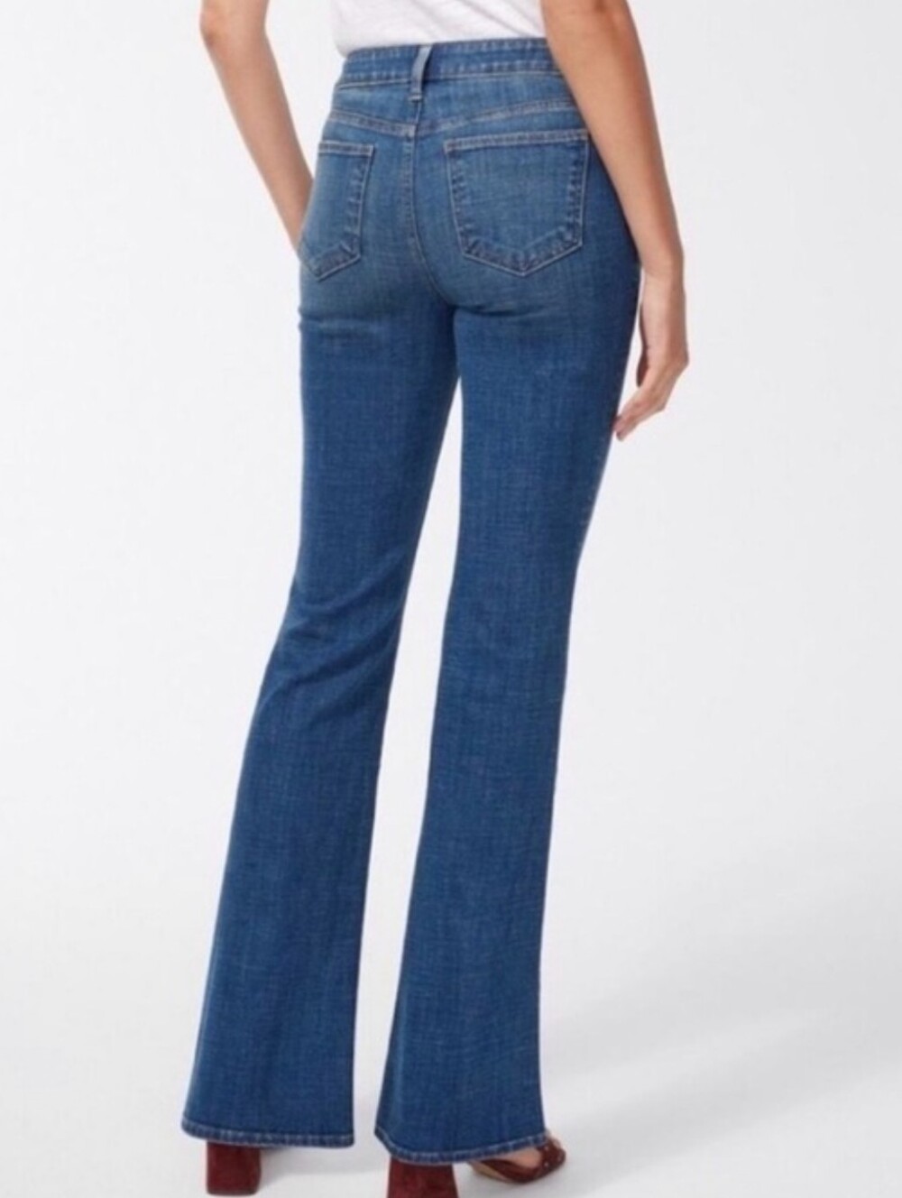 Chico's So Slimming Girlfriend Flare Jeans Blue Denim Size 12P Medium Wash - Picture 9 of 9